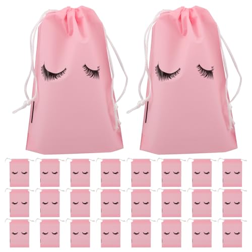 Healvian 50 Stück Aufbewahrungstaschen für Wimpernpflege Tragbare Kosmetiktaschen mit Kordelzug Stilvolle Matte für Make Up und Reise für und Mädchen von Healvian