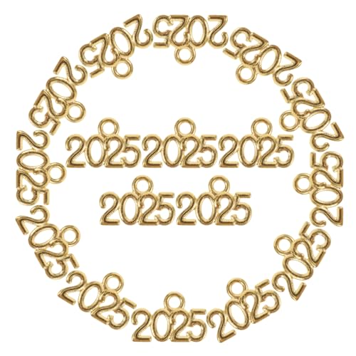 Healvian 50 Stück Jahreszahl Metallanhänger Vintage DIY Schmuckzubehör für Armbänder Halsketten Schlüsselanhänger Langlebige Legierung Modische Zahlenanhänger zur Schmuckgestaltung von Healvian