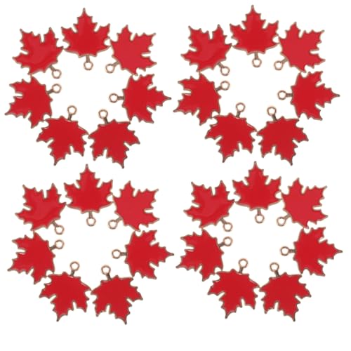 Healvian 50 Stück Maple Leaf Charms aus Langlebiger Legierung mit Emailliertem Herbstdesign für DIY Schmuck Herbstliche Bastelprojekte und Thanksgiving Party Dekorationen von Healvian