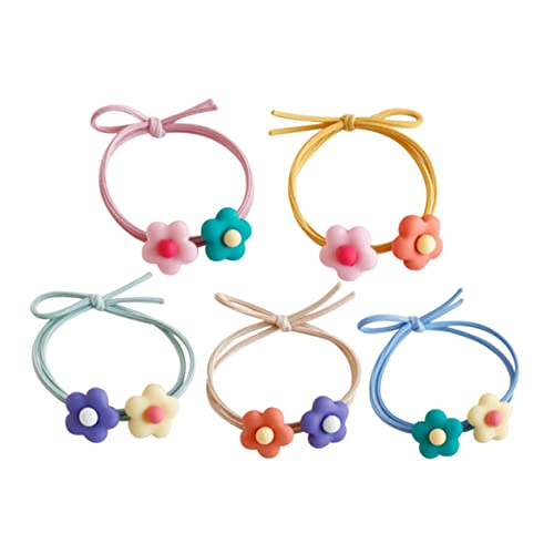 Healvian 5stücke Teiliges Elastische Haarbänder Mit Blumenmuster Knotenförmige Haargummis Süße Haarring Für Mädchen Und Junge Mädchen Accessoire Für Alltag Und Besondere Anlässe von Healvian