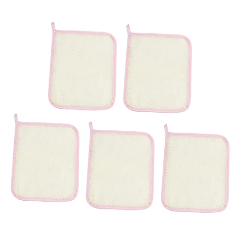 Healvian 5St doppellagiges Schaumquadrat Gesichts-Make-up Tuch großer Kulturbeutel badeschlappen badelaken Handtücher Handschuhe Peeling-Waschlappen Doppelschicht Schal Kosmetik Nylon Rosa von Healvian