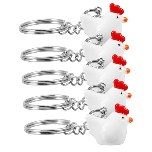 Healvian 5stücke Hühner-schlüsselanhänger Kreativer Schlüsselanhänger Huhn Anhänger Taschendekoration Schlüsselring Rucksack-anhänger Partygeschenke Schlüsseldekoration von Healvian