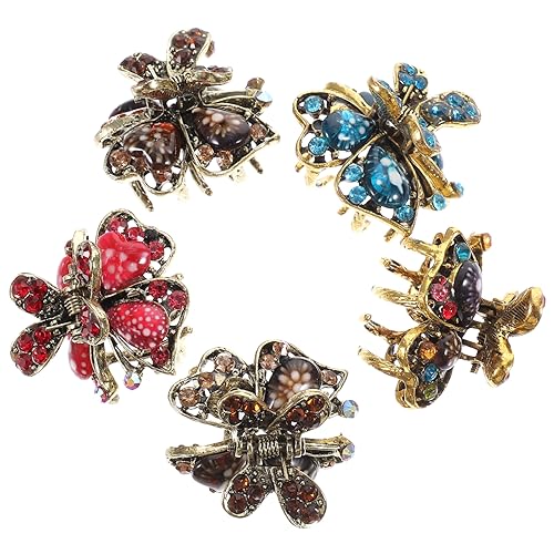 Healvian 5 Stück Kleiner Haarklammern Damen Legierung Strass Haarspangen Rutschfest für Mädchen Gemischte Farben Healvian 5 Stück Kleiner Haarklammern Damen Legierung Strass Haarspangen Rutschfest für Mädchen Gemischte Farben von Healvian