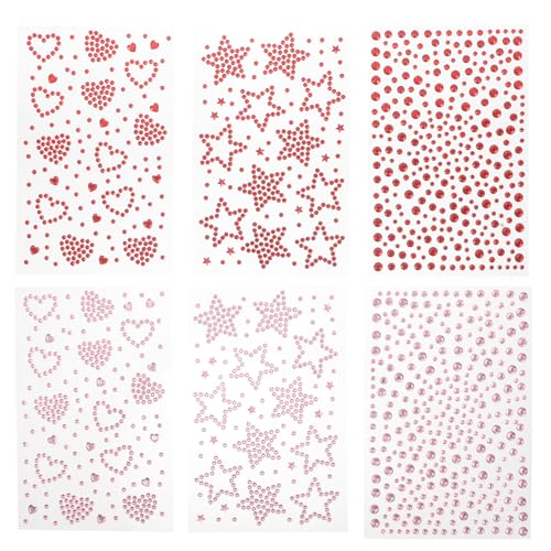 Healvian 6 Bögen Gesichtsjuwelen für Frauen: Glitzernde Strass-Aufkleber – selbstklebende Gesichtsjuwelen für Make-up, Festivals und Hochzeiten – runde Schmucksteine ​​zum Aufkleben von Healvian