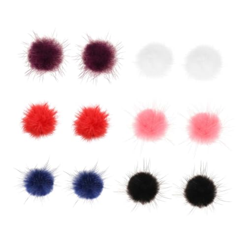 Healvian 6 Paare Flauschige Fellbällchen Ohrstecker Winter Herbst Ohrringe für Teens Modischer Schmuck Zufällige Farbe Zufällige Farbe von Healvian