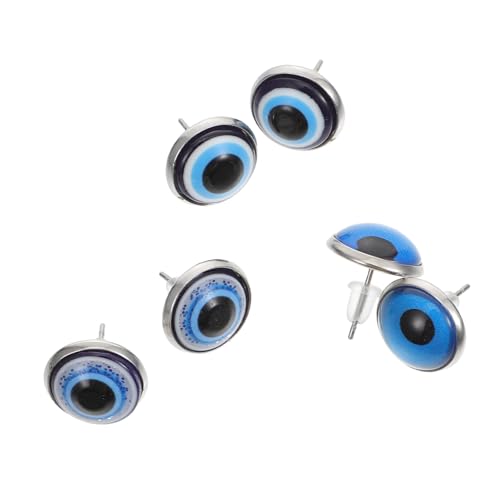 Healvian 6 Paare Herren Ohrstecker Alloy Blaues Auge Design Trendiger Ohrschmuck Modisch Vielseitig Alltagsschmuck von Healvian