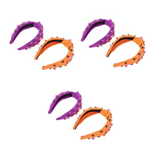 Healvian 6 Stck. Breites Geknotetes Haarband mit Funkelnden Strasssteinen und Perlen für Damen Leichter Bequemer Haarschmuck im Highcrown Stil für Halloween Partys und Kostüm Events von Healvian