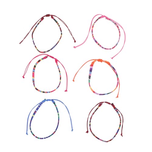 Healvian 6 Stück Boho Fußkettchen Damen Teiliges Verstellbares Freundschaftsarmband aus Gewebtem Baumwollfaden Bunte Strand Fußkette für Frauen und Teenager Vielseitiger Schmuck für Alltag von Healvian