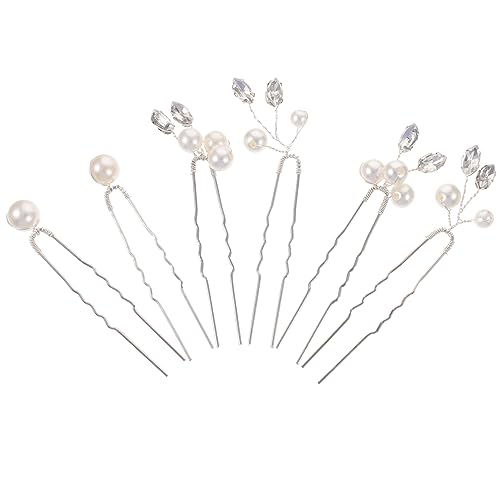 Healvian 6 Stück Braut Hochzeit Haarschmuck Kleid Hochzeit Perlenhaar Perlenhaarspangen Für Frauen Gänseblümchen Silberne Haarspangen Edelsteine Brautjungfer Silver Imitationsperlen von Healvian