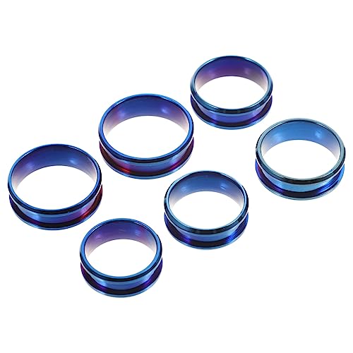 Healvian 6 Stück Dekorationsring Blanko-Rillenring Ringrohlinge Männer geriffelter Fingerring Sterling Fingerringe aus Metall polierte Fingerringe Edelstahlring Rostfreier Blau Healvian 6 Stück Dekorationsring Blanko-Rillenring Ringrohlinge Männer geriffelter Fingerring Sterling Fingerringe aus Metall polierte Fingerringe Edelstahlring Rostfreier Blau von Healvian