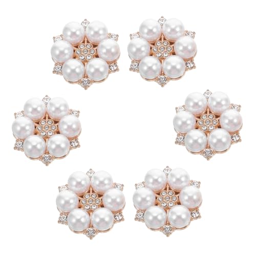 Healvian 6 Stück Dekorative Blumen-ärmeldruckknöpfe mit Strass und Perlen Abnehmbare Legierungs-broschen für Herren Hemd Funkelnde Manschettenknöpfe für Festliche Anlässe und Businessshirts von Healvian