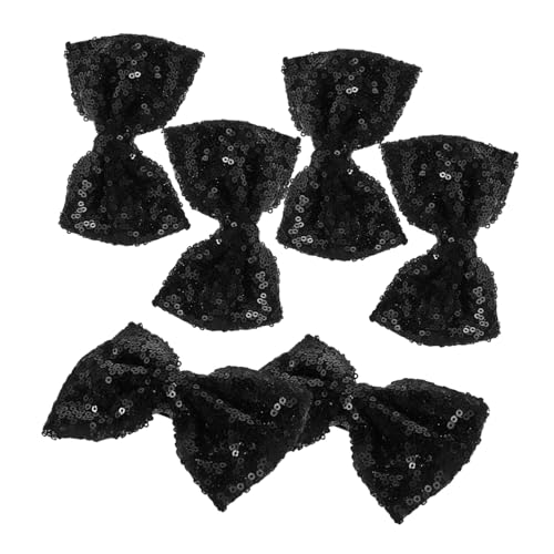Healvian 6 Stück Glänzende Haarzubehör von Kindern haarhalter Haarschleifen haarspangen Mädchenschleifen für Haare Kleine Mädchen Haarzubehör Bowknot -Clip Stoff Schwarz von Healvian