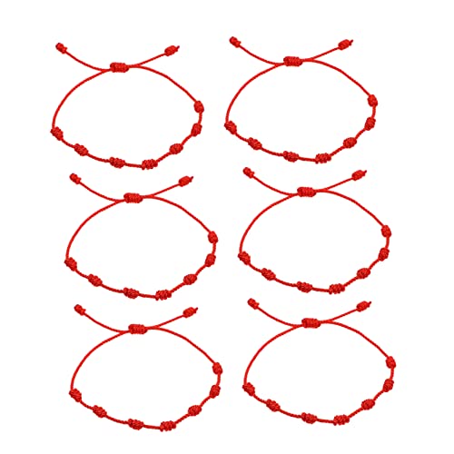 Healvian Verstellbares Rotes Geflochtenes Seilarmband für Frauen Glückssymbol Armband Handgelenk Knotenarmband 6 Stück für Reisen von Healvian