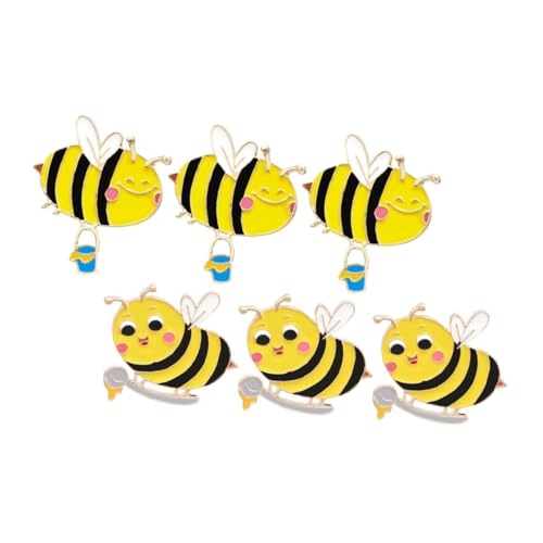 Healvian 6 Stück Niedliche Bienen Broschen Cartoon Anstecknadeln für Vielseitige Abzeichen für Kleidung Rucksäcke Pins Robust und Detailreich von Healvian