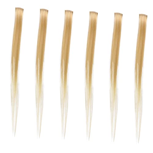 Healvian 6stücke Haarverlängerungen Strähnchen Synthetische Haarteil Frauen Farbige Gerade Diy-frisur Anbringen Entfernen Schutz Kopfhauteinlagen von Healvian