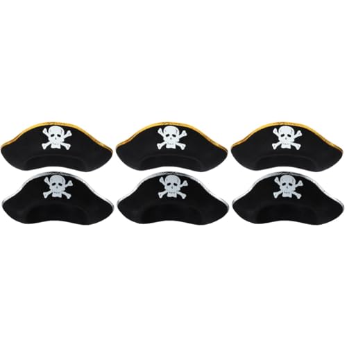 Healvian 6 Stück Piratenhut Eleganter Kapitänshut für Halloween Cosplay Vielseitige Kostüm Accessoires für Karneval und Mottopartys für Piratenkostüme und Feiern von Healvian