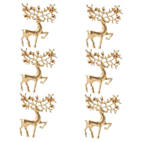 Healvian 6 Stück Retro Weihnachtselch Broschen Mattgoldene Weihnachtsbroschen Vielseitige Anstecknadeln für Kleidung Taschen Hüte Geschenkidee für Frauen Mädchen von Healvian