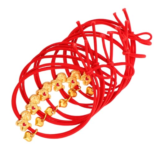 Healvian 6 Stück Rote Haarbänder Elastisch No Damage Ponytail Holder für Frauen Mädchen Stretchy Haargummis mit Chinesischem Neujahrsdesign Sichere Beach Hair Ties für Dickes Lockiges Haar von Healvian