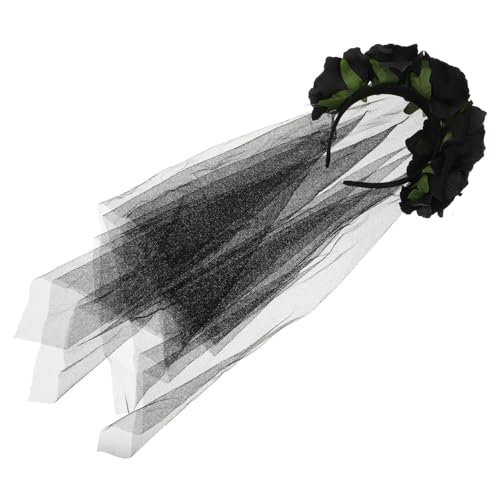 Healvian 6 Stück Schleierkopf Hoop Maskerade Schleier Kopfstück Carnival Decor Schleier Horror Hochzeitsschleibband karneval kopfschmuck Kostümzubehör Schwarz von Healvian