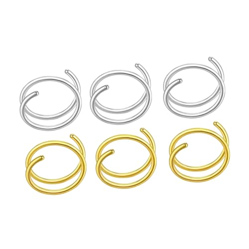 Healvian 6 Stück Spiral Nasenringe für Damen Nasenhoops und Goldfarbe Nasenschmuck für Partys und Besondere Anlässe von Healvian