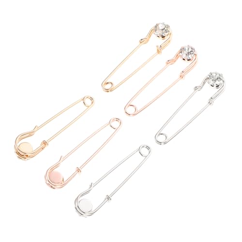 Healvian 6 Stück Strass Broschen Modische Metall Anstecknadeln in Gold Roségold und Weiß Dekorative Schmucknadeln für Kleidung Pullover Schal und Basteln Zierliche Pins für Damen von Healvian