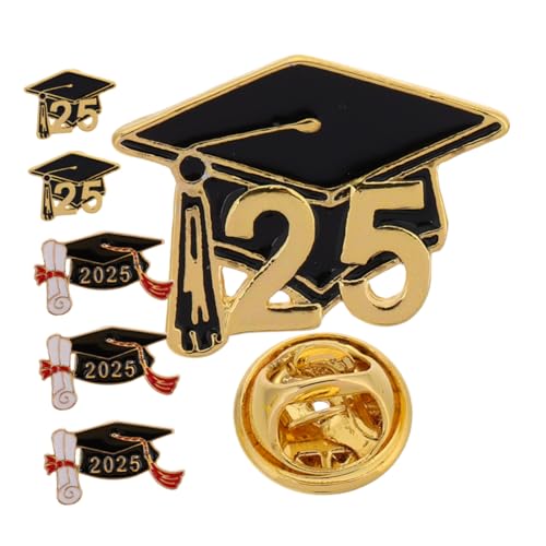 Healvian 6 Stück Teiliges Abschlussbroschen Metall Klassische Anstecknadeln Form von Absolventenhüten für Kleidung Taschen und Accessoires für Graduierungsfeiern von Healvian