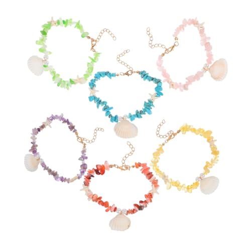 Healvian 6 Stück Teiliges Boho Fußkettchen mit Verstellbaren Perlen Muscheln und Natursteinen Handgefertigter Surfer Fußschmuck für Damen und Mädchen Perfekter Strand Urlaubsschmuck von Healvian