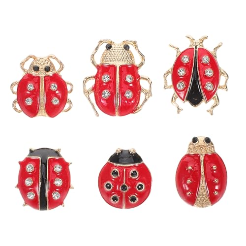 Healvian 6 Stück Teiliges Cartoon Marienkäfer Broschen Emaille Insekten Pins Leicht und Robust Vielseitig Tragbar für Damen Kleidung Rucksäcke Hüte und Frühlingsmode von Healvian