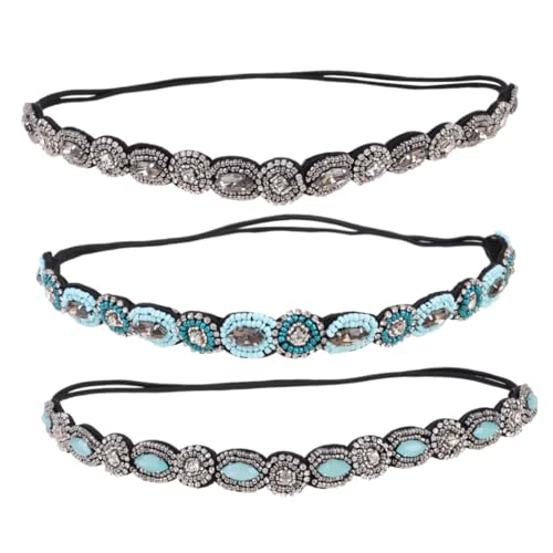 Healvian 6 Stück Teiliges Damen Haarschmuck mit Strassperlen Elastische Haarbänder für Party und Alltag Handgefertigtes Modisches Stirnband Geeignet für Dünnes und Dickes Haar von Healvian