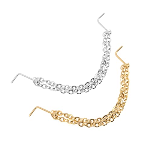 Healvian 6 Stück Teiliges Doppelreihige Nasenpiercing Kette aus Edelstahl Leichter Hautfreundlicher Nasenring Schmuck für Damen und Herren Modisch für Alltag Party und Besondere Anlässe von Healvian