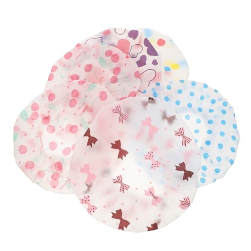 Healvian 6 Stück Teiliges Duschhauben Elastisch Leichte Badekappen mit Bunten Cartoon Motiven Wiederverwendbar für Junge Mädchen und Kleinkinder zum Duschen und Haare Trocken Halten von Healvian