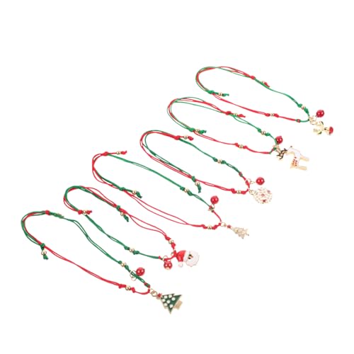 Healvian 6 Stück Teiliges Geflochtenes Armband mit Weihnachtsanhängern Damen Schmuck mit Weihnachtsmann Schneeflocke und Weihnachtsbaum Festlicher Freundschafts Schmuck für Weihnachten und von Healvian