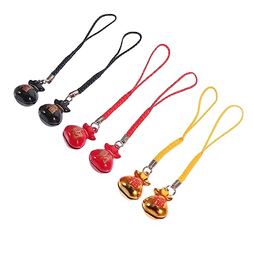 Healvian 6 Stück Teiliges Glücksbringer Geldbeutel Anhänger mit Kupferglocken für Smartphones Schlüssel und Taschen Niedliche Deko als für Freunde und Familie von Healvian