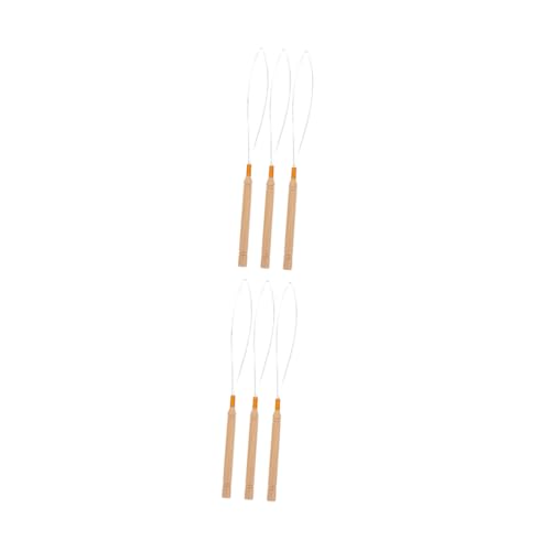 Healvian 6 Stück Teiliges Haarverlängerung Häkelnadeln mit Holzgriff und Loop Needle Robustes Pulling Hook Tool für Friseure und DIY Haarstyling Rutschfest und Langlebig von Healvian
