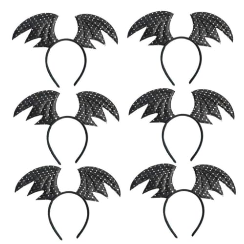 Healvian 6 Stück Teiliges Halloween Haarreif mit Fledermausflügel Verstellbar und Langlebig Geeignet als Kostüm Accessoire für Erwachsene für Halloween Partys und Themenveranstaltungen von Healvian