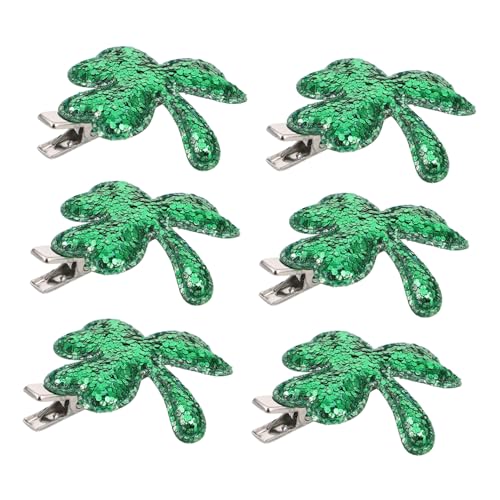 Healvian 6 Stück Teiliges Kleeblatt Haarspangen Grün Glitzer Haarschmuck Patrick Day Party Haarklammern aus Langlebiger Legierung für Frauen und Mädchen von Healvian