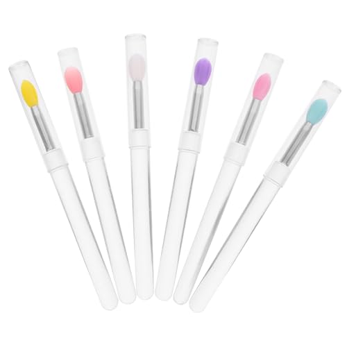 Healvian 6 Stück Teiliges Lippenpinsel mit Abnehmbarem Deckel Wiederverwendbare Silikon Applikatoren für Lipgloss und Lidschatten Bunte Make Up Pinsel für Damen Hautfreundlich und von Healvian