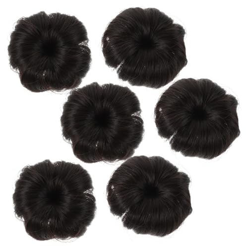 Healvian 6 Stück Teiliges Mini Haardutt für Mädchen Synthetischer Haar-donut Leichter Kompakter Haarclip in Schwarz-braun Weiches Langlebiges Haarteil für Kleinkinder für Tanzpartys und von Healvian