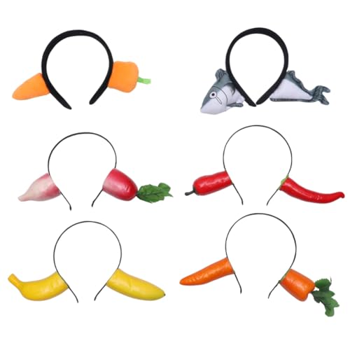 Healvian 6 Stück Teiliges Party Haarschmuck mit Lustigen Karotten Stirnbändern Leichtes Performance Headwear für Erwachsene Rutschfeste Kopfbedeckungen für Cosplay und Themenpartys von Healvian