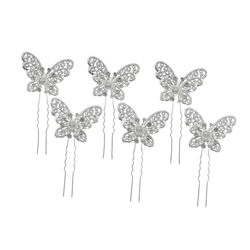 Healvian 6 Stück Teiliges Perlen Haarnadeln mit Strass Schmetterlingsdesign Eleganter Braut Haarschmuck für Hochzeit Festliche Anlässe Damen und Mädchen Sicher Haltend Vielseitig von Healvian