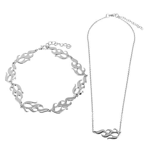 Healvian 6 Stück Teiliges Punk Halskette Feuerflammen Anhänger Party Schmuck Unisex Accessoire für Halloween Alltag von Healvian