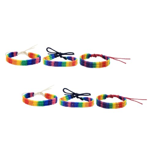 Healvian 6 Stück Teiliges Regenbogen armband Handgewebtes Verstellbares Pride Schmuckstück Unisex Buntes Festival Armband für Männer und Frauen für Lgbt Pride Veranstaltungen von Healvian