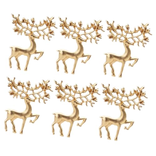 Healvian 6 Stück Teiliges Retro Weihnachtsbroschen Hirschform Modische Matte Goldfarbene Anstecknadeln Vielseitig als Festliche Schmuckaccessoires für Kleidung Taschen und Hüte von Healvian