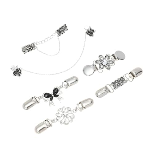 Healvian 6 Stück Teiliges Set Retro Kleidung Clips für Pullover und Schals Broschen für Frauen und Mädchen Praktischer Verschluss für Blusen und Umhänge von Healvian
