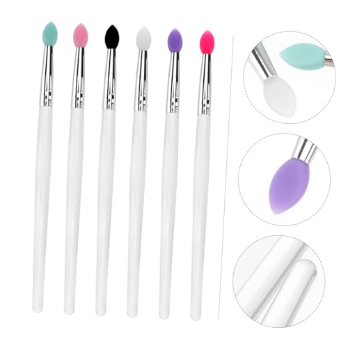 Healvian 6 Stück Teiliges Silikon Lidschatten Pinsel mit Großen Pailletten Weiche Köpfe Leicht zu Reinigen Kompakt für Reise und Professionelles Make Up Gemischte Farben für Augen Make Up von Healvian