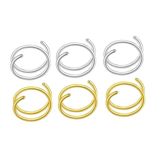 Healvian 6 Stück Teiliges Spirale Nasenring aus Edelstahl Rostfreie Damen Nasenschmuck Hoop Piercing in Metall und Goldfarbe Hautfreundlich Schmerzfrei und Langlebig Modisch für Alltag und von Healvian