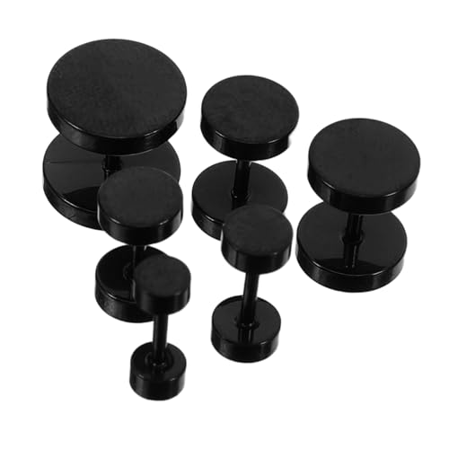 Healvian 6 Stück Teiliges Titanstahl Ohrstecker Set Punk Hantel Design Schwarz Größenmix Unisex Ohrschmuck für Männer Frauen Körperpiercing Accessoires von Healvian