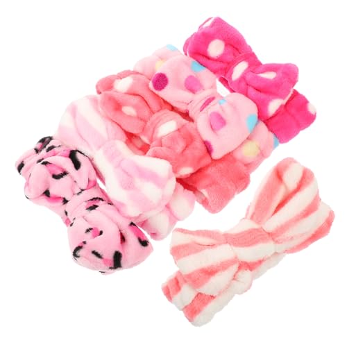 Healvian 6 Stück Teiliges Weiche Elastische Gesichts Stirnbänder aus Fleece mit Schleifen für Spa Make Up Gesichtsreinigung Verstellbar für Mädchen Teenager und Frauen von Healvian