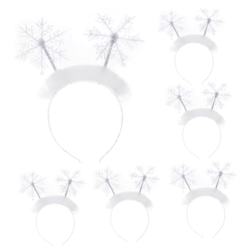 Healvian 6 Stück Teiliges Weihnachts Haarreif mit Schneeflocken aus Weiße Festliche Haarband Dekoration für Damen und Bequeme Auffällige Weihnachtskopfschmuck für Party und Feiertage von Healvian