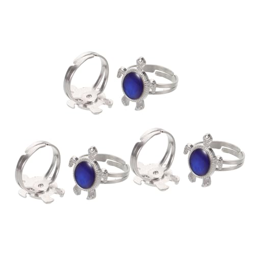 Healvian 6 Stück Verstellbare Schildkröten-mood-ringe für Mädchen Stimmungsabhängige Temperatur-ringe Farbwechselndes Schmuck-partygeschenk Leicht Komfortabel Süßes Tierdesign von Healvian